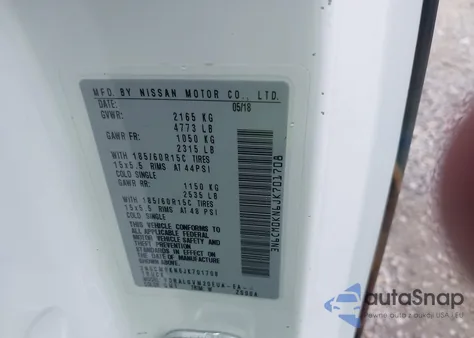 2018 Nissan Nv200 Sv из США, поврежденный, VIN 3N6CM0KN6JK701708